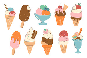Ice Cream Set, a Food Illustration by alexdndz