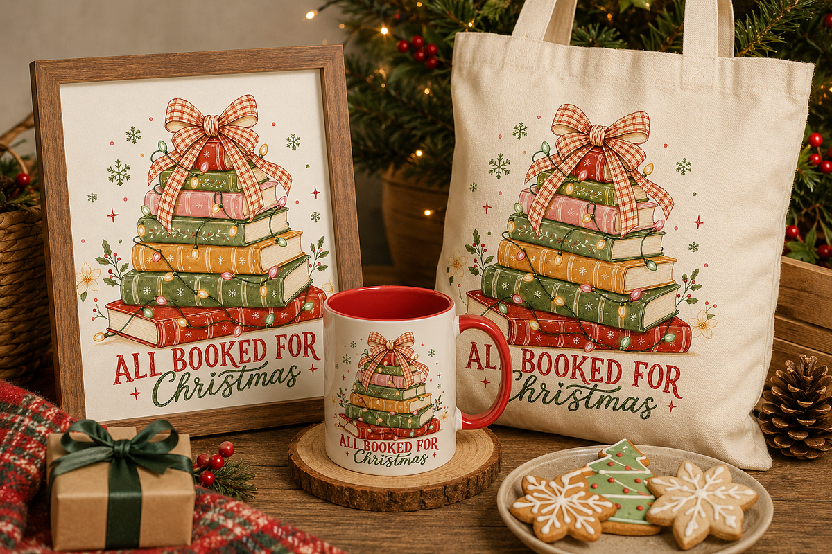 Retro Bookish Christmas Png Bundle, an Object Graphic by Daisy Design (Photo 3 of 11)