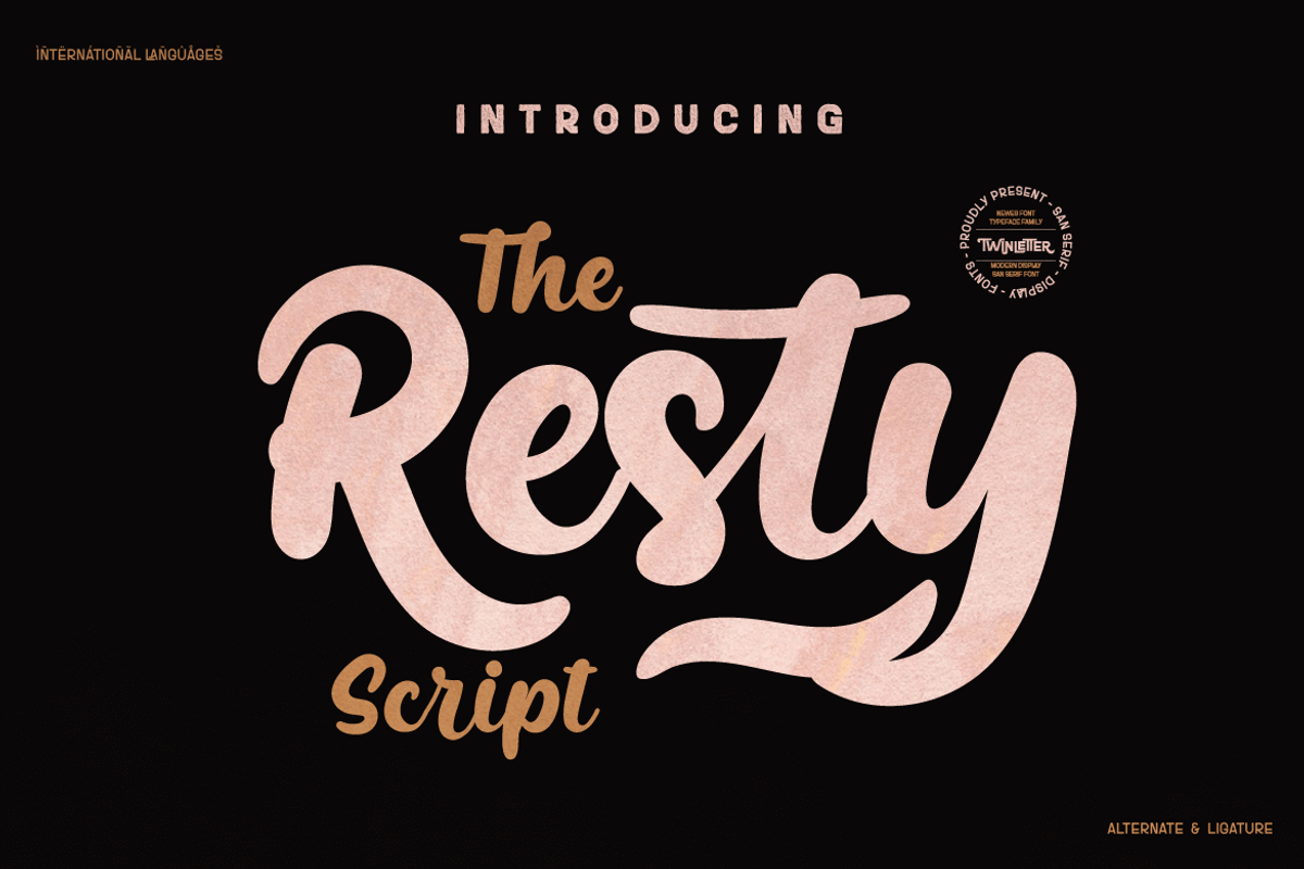 Resty Script, a Script Font by twinstd (Photo 1 of 11)