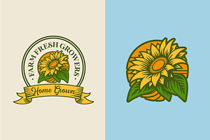 10 Sunflower & Farm Logo Templates