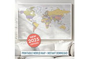 Vector World Map - Large&Detailed, an Illustration by PorcuPen Works (Thumbnail 6 of 9)