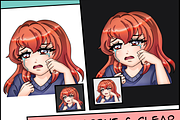 Red Long Hair Chibi Twitch Emotes, an Illustration by Custom Fonts & Patterns (Thumbnail 9 of 9)