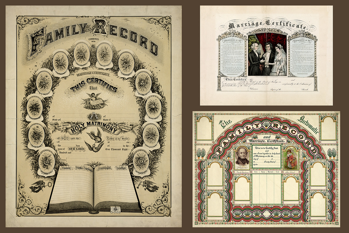 Antique Marriage Certificates -Blank, a Texture Graphic by Blue Line Design (Photo 10 of 11)