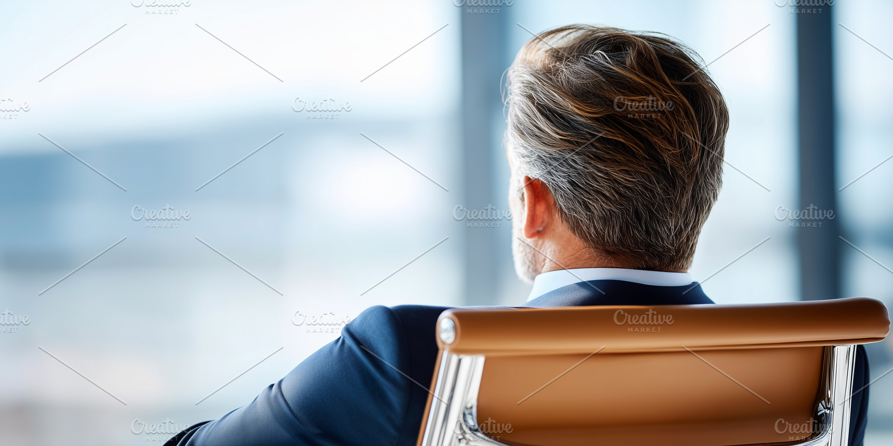 Mature businessman in a suit sitting, a Business Photo by MistyDay