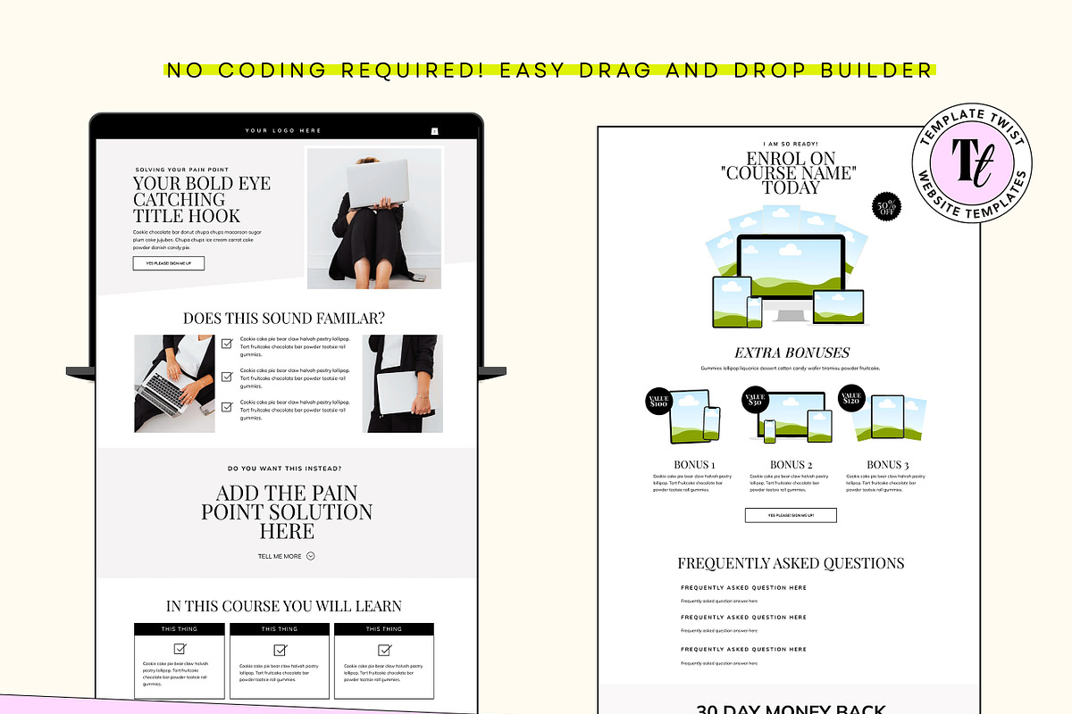 Minimal Aesthetic Landing Sales Page, a Wix Template by Template Twist Shop (Photo 7 of 10)