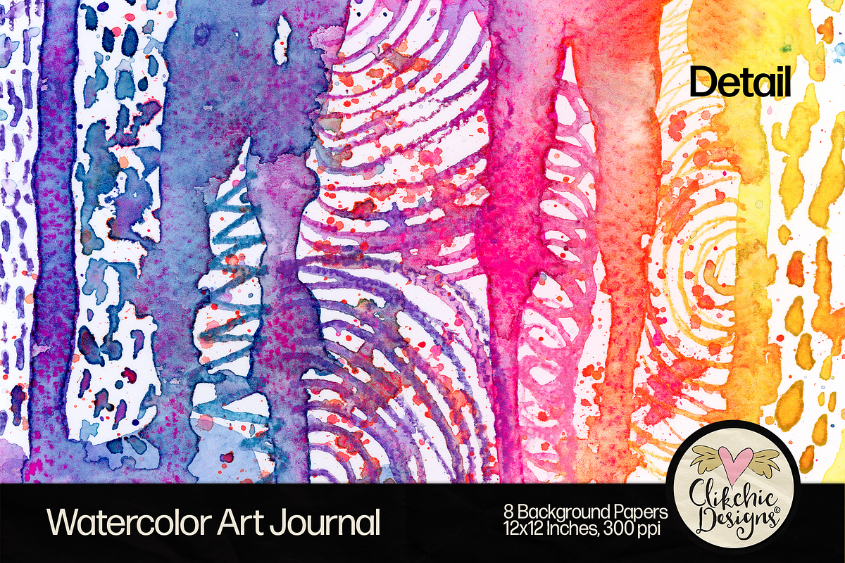 Watercolor Art Journal Backgrounds, a Texture Graphic by Clikchic Designs (Photo 5 of 10)