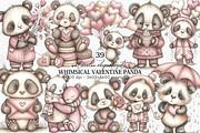 Whimsical Valentine Panda Clipart, an Illustration by Canvas Craft (Thumbnail 1 of 6)