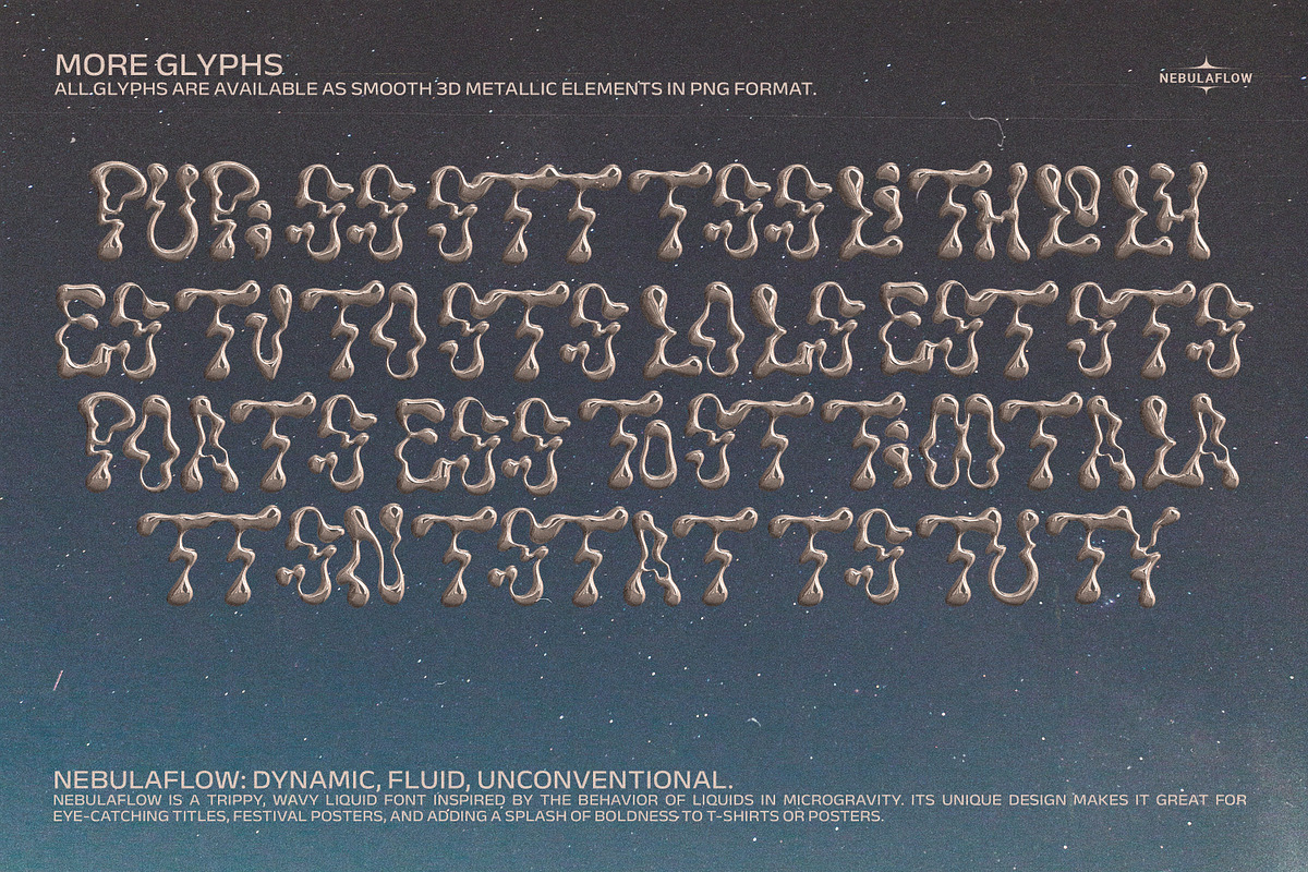 The Nebula Flow Font - Chrome Type, a Font by softulka (Photo 11 of 11)