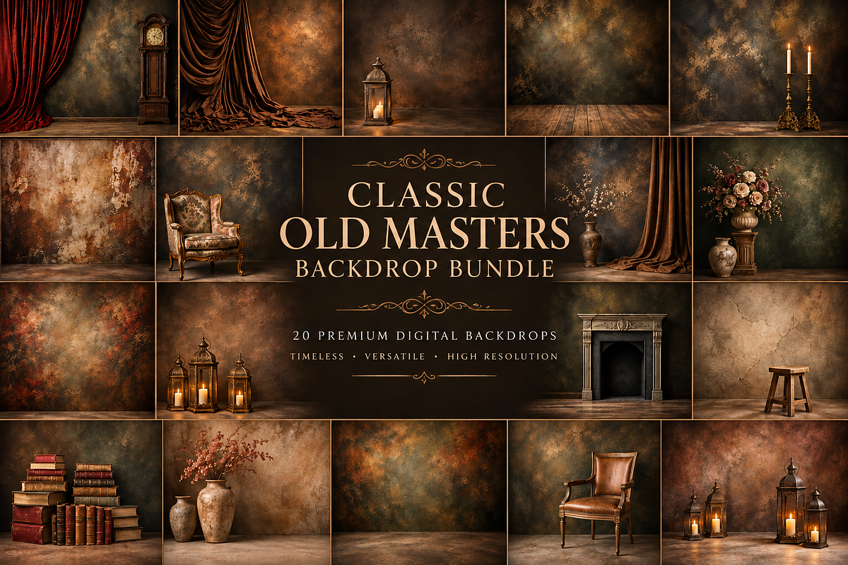 Old Masters Digital Backdrops BUNDLE, a Layer Style Add-On by Wild Honey Design Co. (Photo 1 of 6)