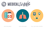 50 Medical Flat Icons, an Outline Icon by Dighital (Thumbnail 2 of 6)