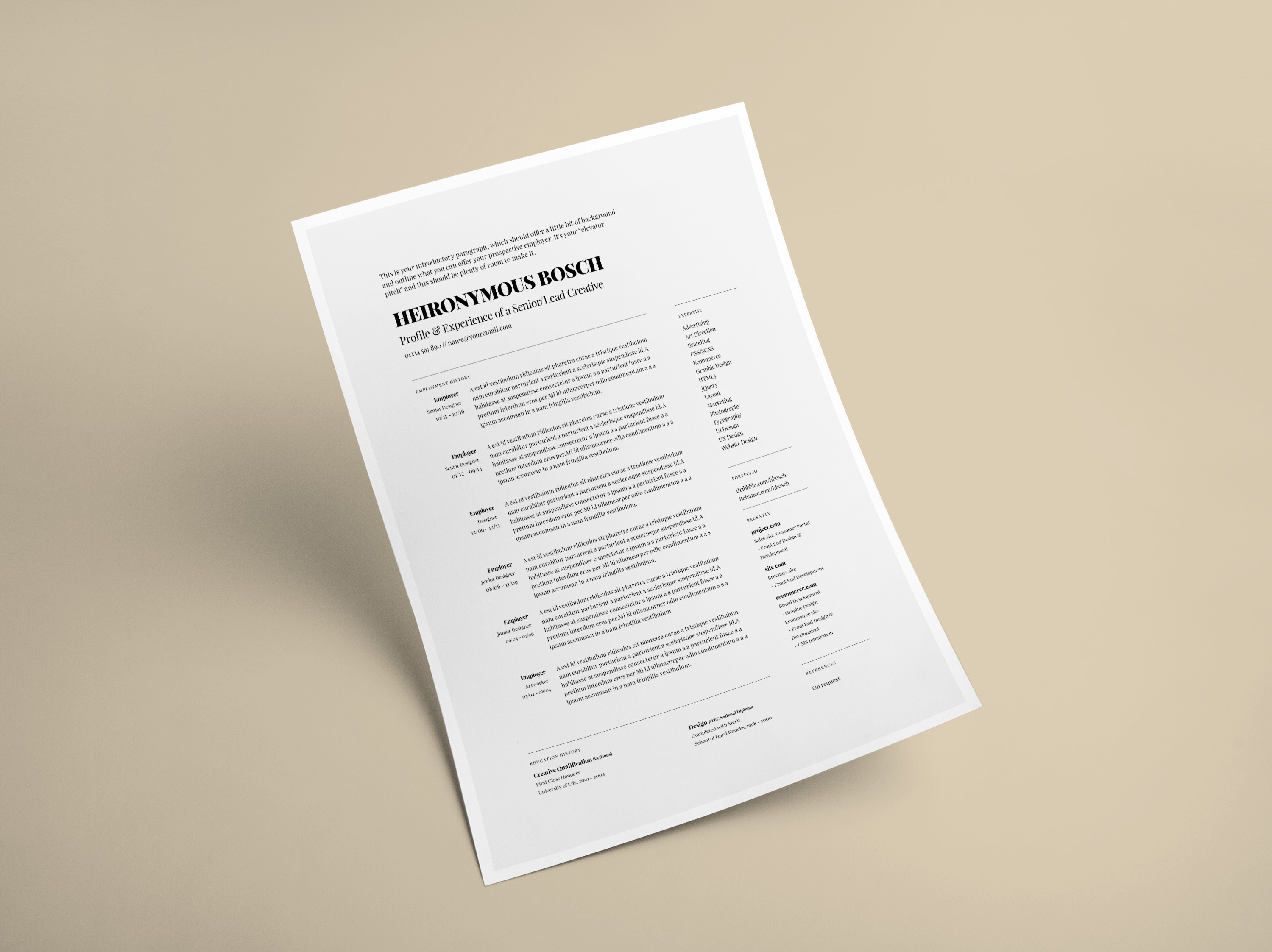 Simple, one-page CV/Resume, a Resume Template by Christopher Dowson