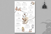 Minimal Floral Wall Calendar 2026, a Stationery Template by ContestDesign (Thumbnail 1 of 3)