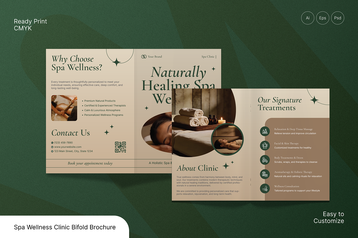 Spa Wellness Clinic Bifold Brochure, a Brochure Template by Annora Studio (Photo 1 of 6)