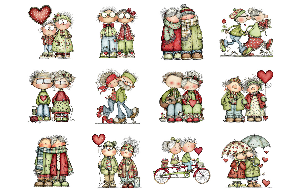 Funny Valentine Old Couple, an Illustration by Design Market (Photo 3 of 3)