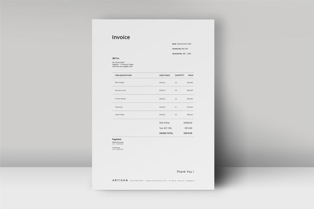 Double Invoice, a Stationery Template by artisanHR