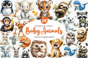 Cute Baby Animals PNG, an Illustration by SinaCreation
