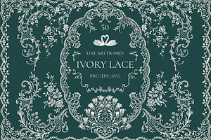 Ivory Lace Vintage Wedding Frames, a Decorative Illustration by Ekaproeka