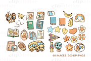 Retro Back to School Clipart, an Education Illustration by TheClipAtelier (Thumbnail 2 of 4)