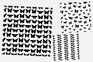 Butterfly Silhouettes Pattern Vector