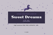 Sweet Dreams Clipart & Patterns, a Decorative Illustration by StudioLapis (Thumbnail 1 of 6)