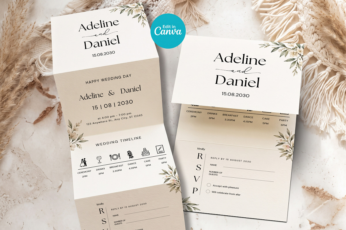 Botanical Wedding Invitation, an Invitation Template by Arslan (Photo 2 of 3)