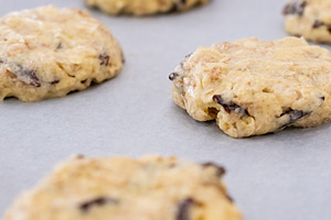 Oatmeal cookie homemade treat dough baking tray, a Food & Drink Photo by Photo Drive Studio
