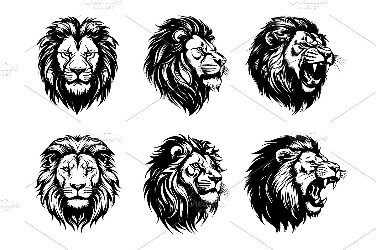 Wild roaring lion king head tattoo, an Illustration by LadadikArt