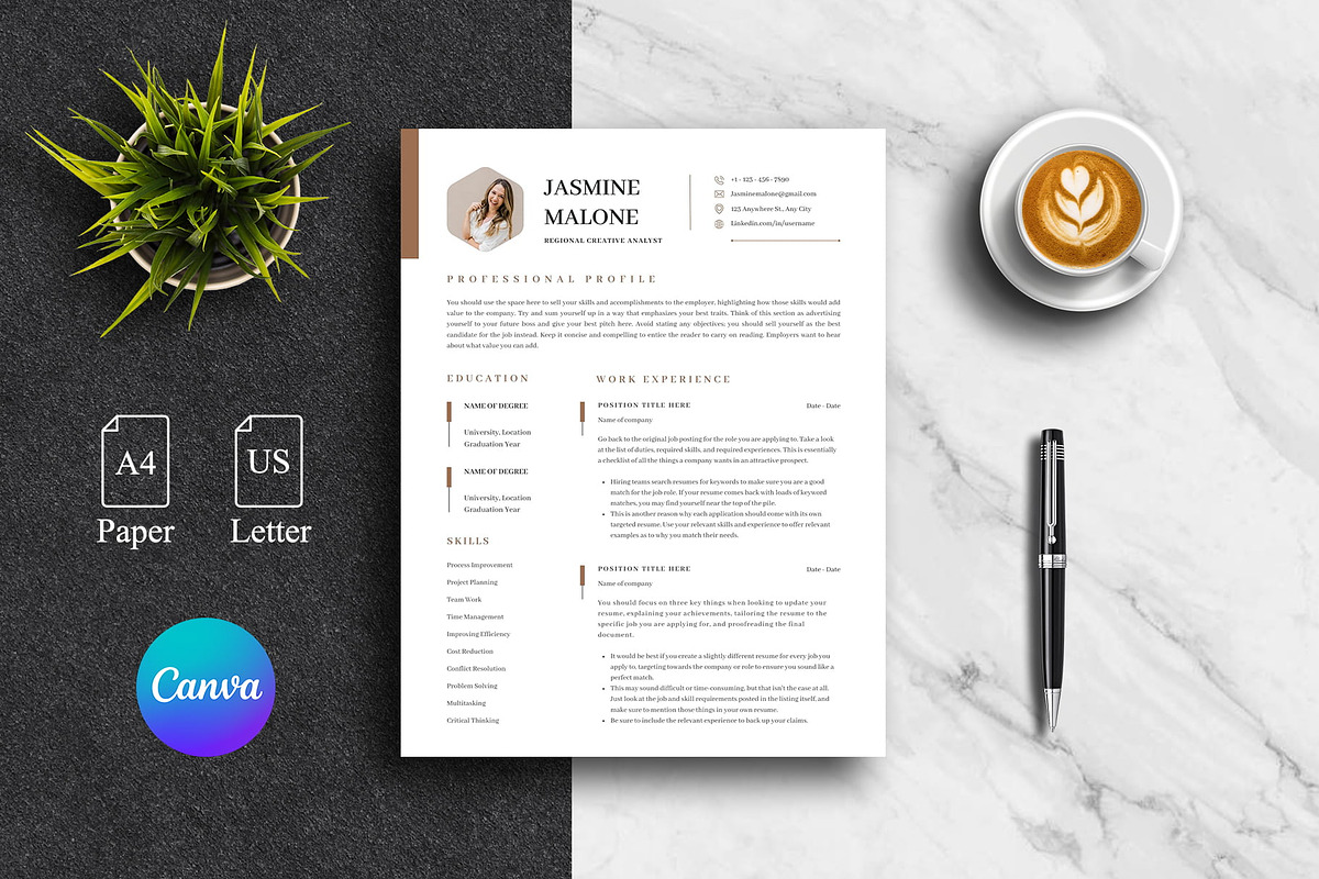 Modern Business CV Template | Canva, a Resume Template by Lux Resume (Photo 1 of 9)