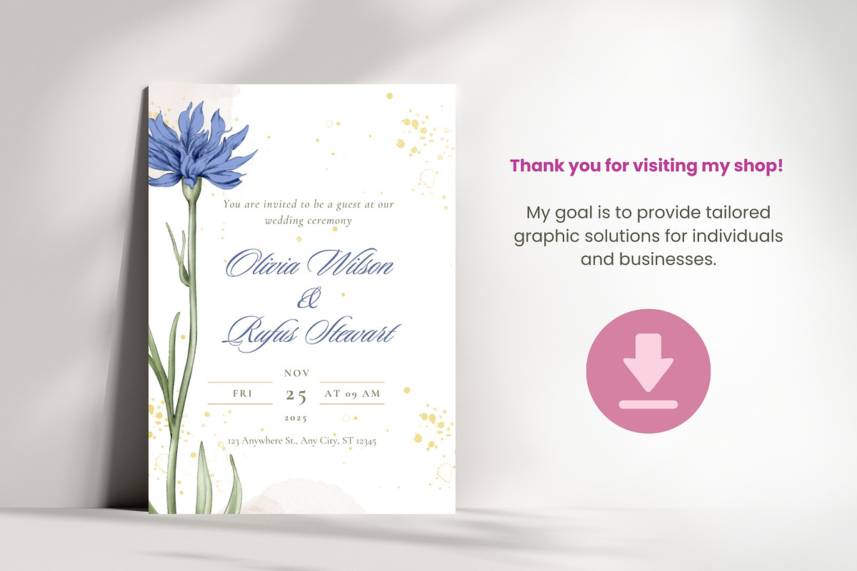 Floral Wedding Invitation, an Invitation Template by cmatworks (Photo 4 of 4)