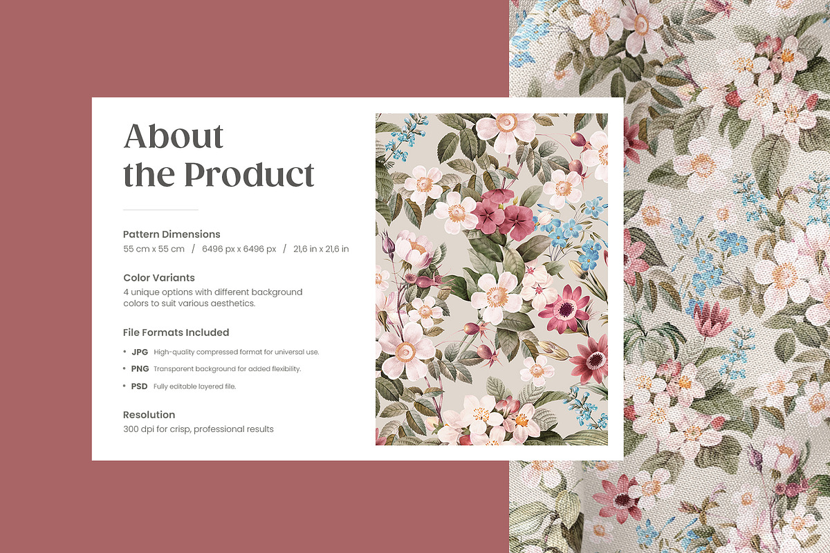 Gentle Bloom Vintage Pattern, a Pattern Graphic by Yello_illustration (Photo 2 of 18)