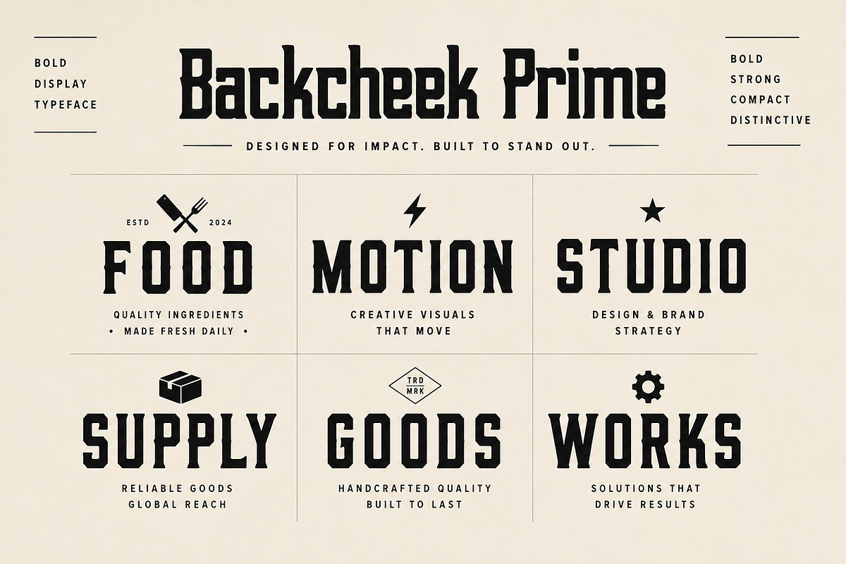 Backcheek Prime — Bold Display Font, a Slab Serif Font by Wow Magic (Photo 2 of 5)