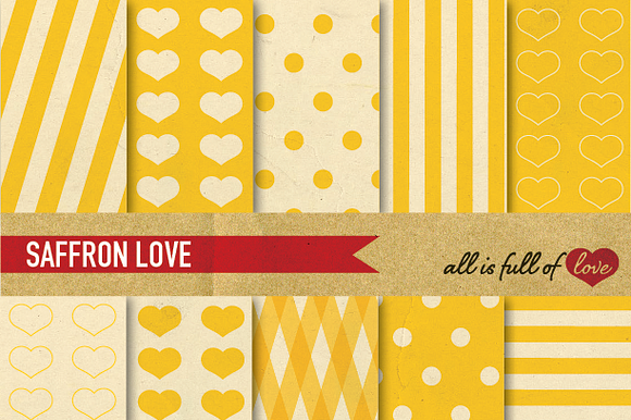 Saffron Yellow Printable Retro Paper preview 2