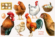 Farm birds.Watercolor set, an Animal Illustration by Nastilustra (Thumbnail 2 of 4)