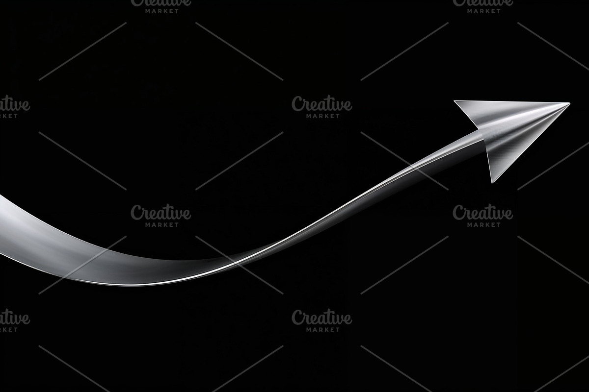 Curving metallic silver arrow, an Illustration by wavebreak