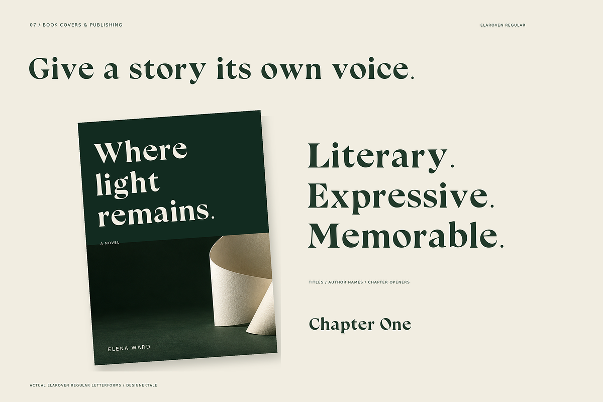 ELAROVEN – Editorial Serif Font, a Serif Font by Designertale (Photo 8 of 12)
