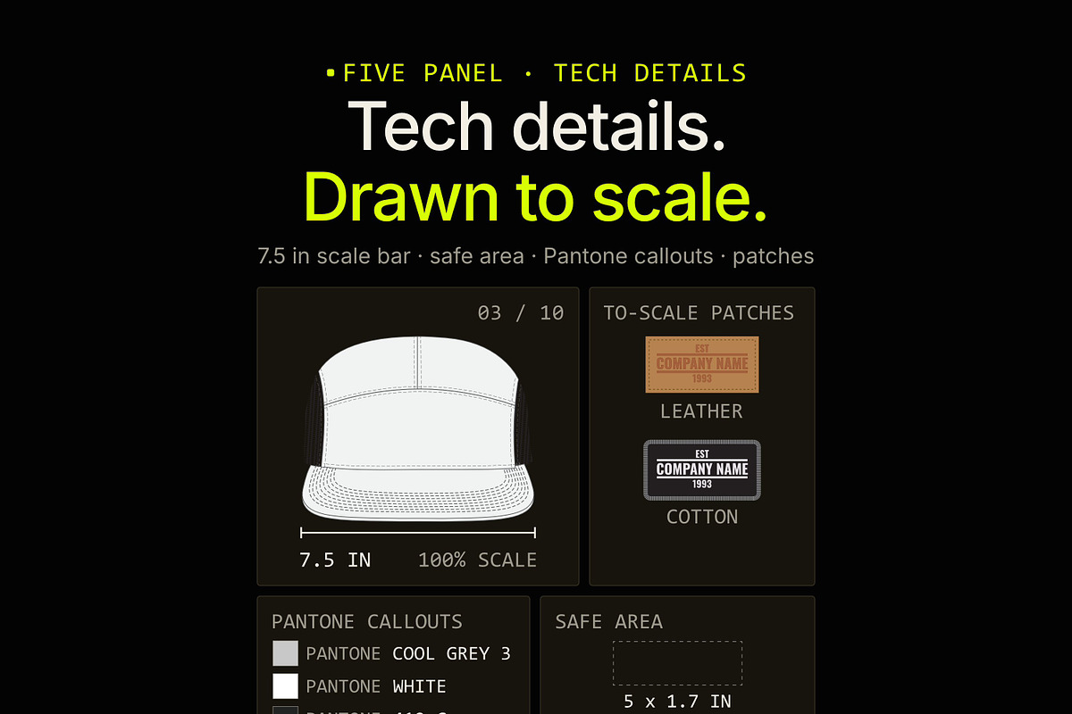 Hat Template - 5 Panel Hat, a Hat Mockup by Template Haven (Photo 3 of 14)