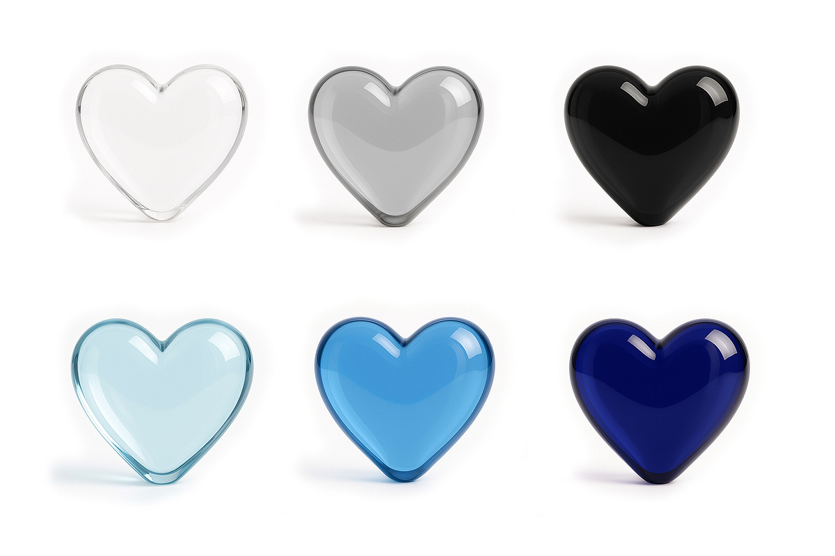16 Glossy Glass Hearts Set, an Object Graphic by Helga Wigandt (Photo 2 of 3)