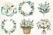 Sage Green and Ivory Flowers Clipart, an Illustration by DreamCafeArt (Thumbnail 3 of 8)