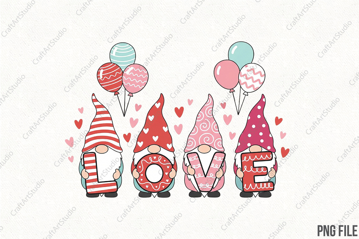 Valentine's Day Love Gnome PNG, an Illustration by CraftArtStudio (Photo 1 of 4)