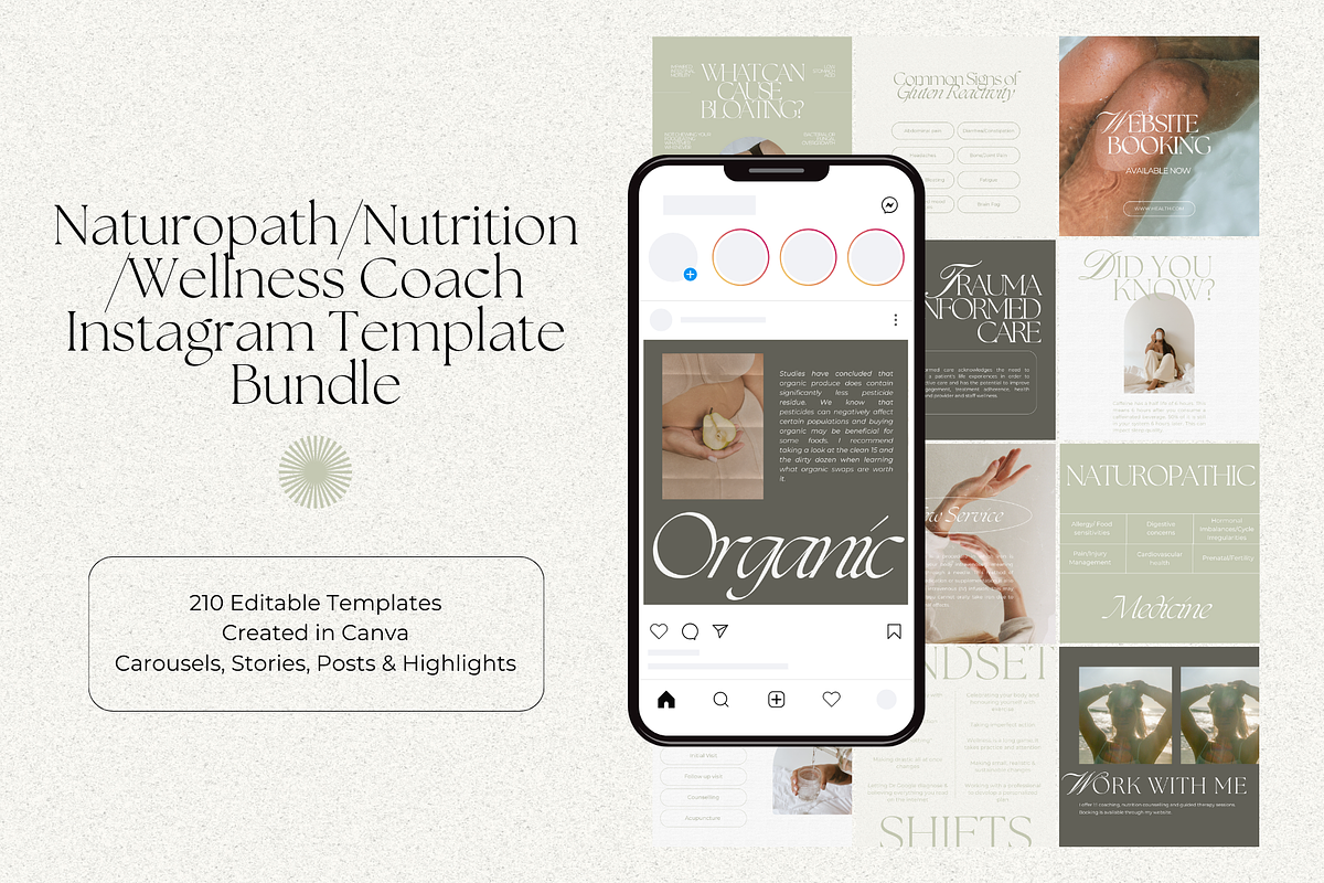 Wellness Instagram Template Bundle, a Social Media Template by digitaldispositions (Photo 1 of 9)