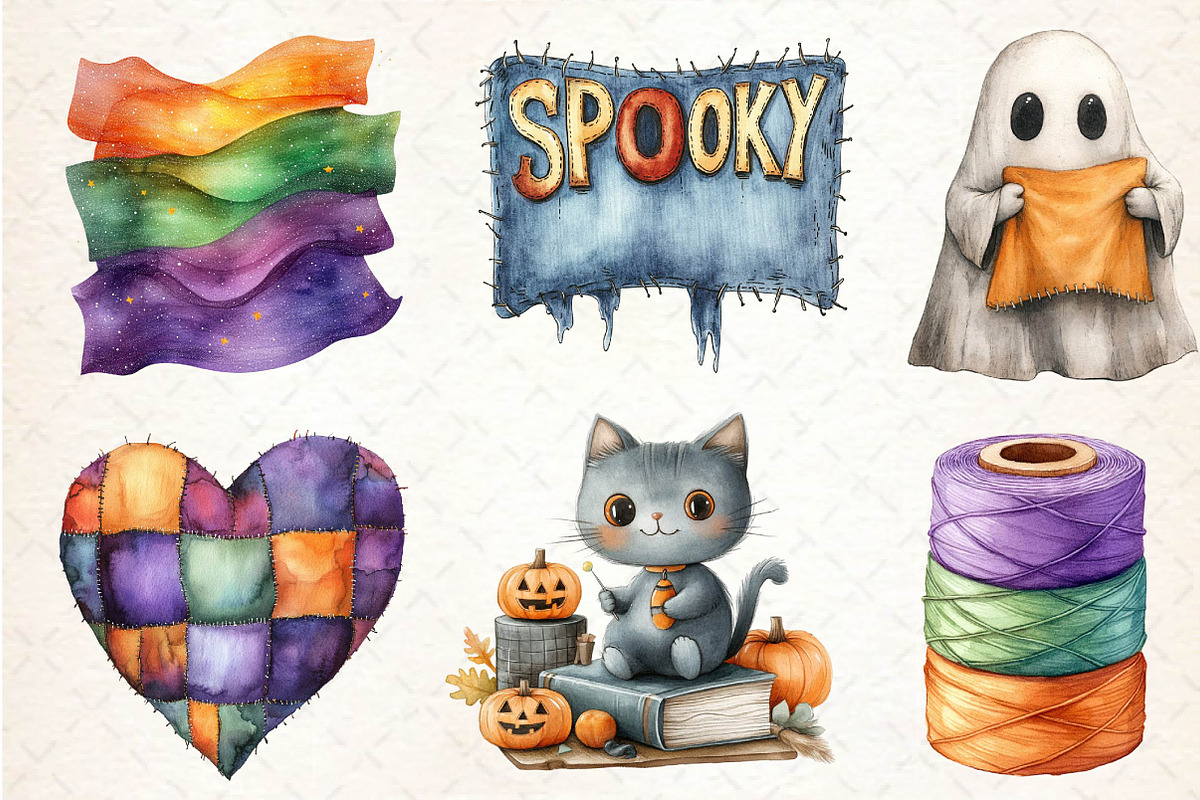 Groovy Halloween Sewing Clipart, an Illustration by Dream Creation (Photo 4 of 7)