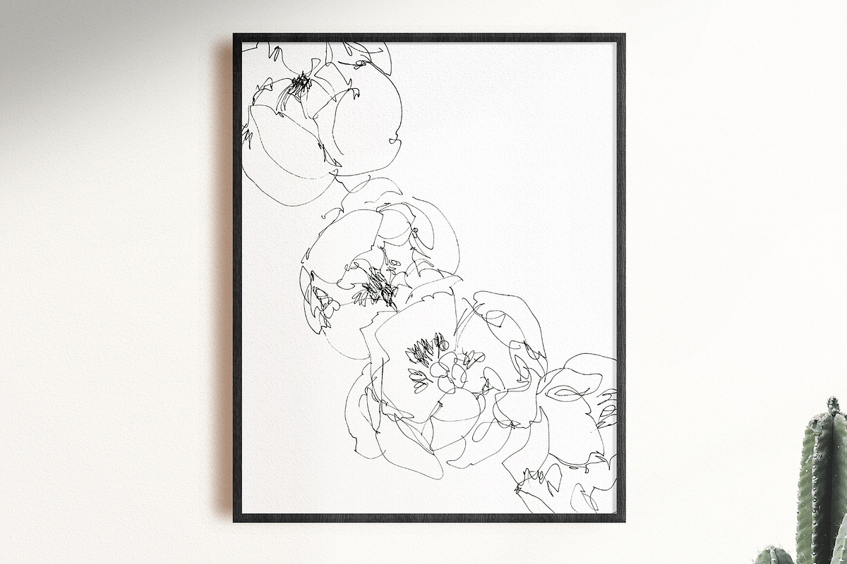 Peony flower hand drawing card, a Card Template by TurquoiseDesign (Photo 4 of 4)