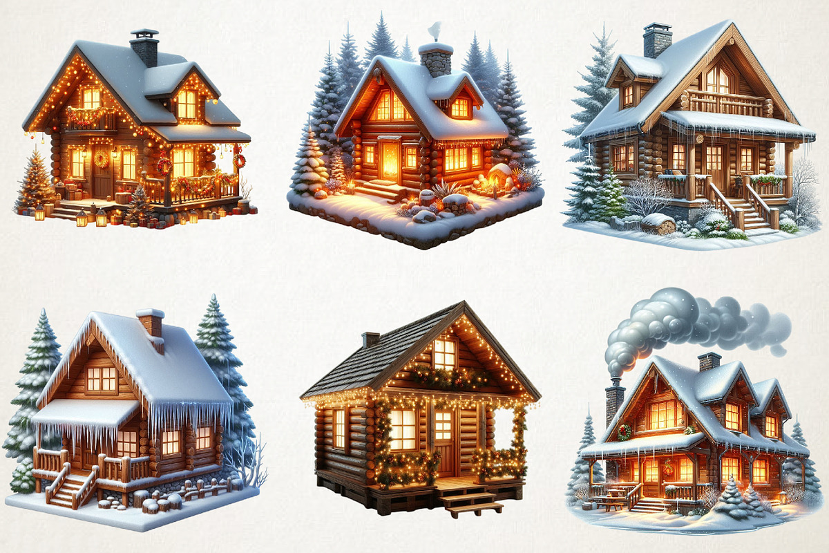 Cozy Winter Cabin Watercolor Art, an Illustration by RobertsArt (Photo 4 of 4)