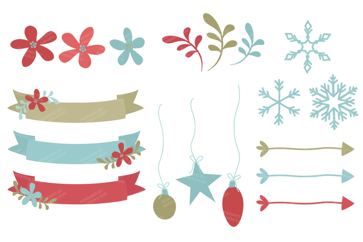 Vintage Christmas Wreath & Patterns, an Illustration by Amanda Ilkov (Photo 4 of 5)
