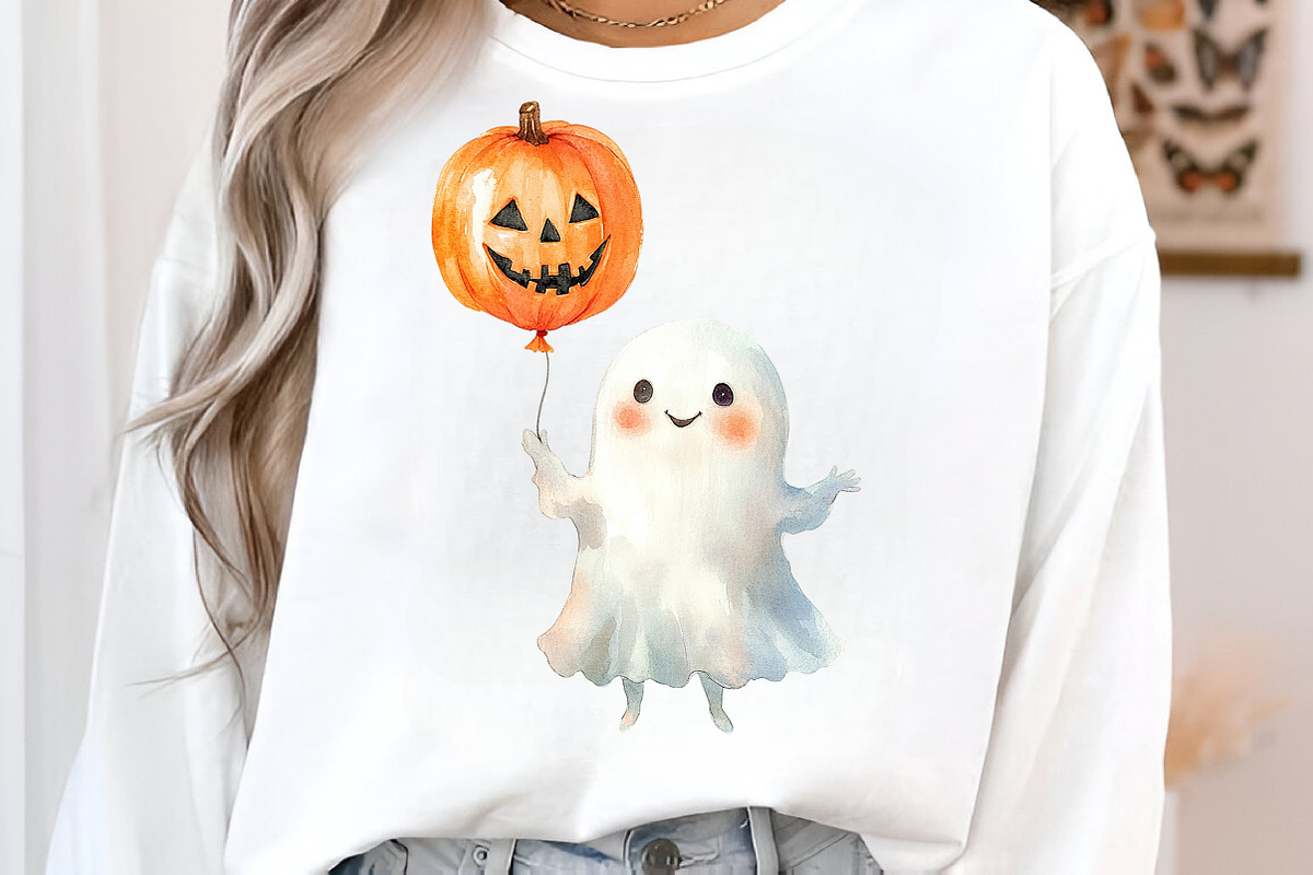 Watercolor Halloween Ghost Clipart, a Transportation Illustration by SinaCreation (Photo 4 of 9)