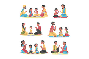 Indian Family with Little Kids, a Person Illustration by TopVectors
