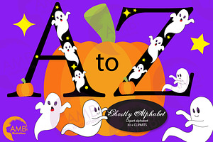 Ghostly Alphabet Clipart AMB-2643