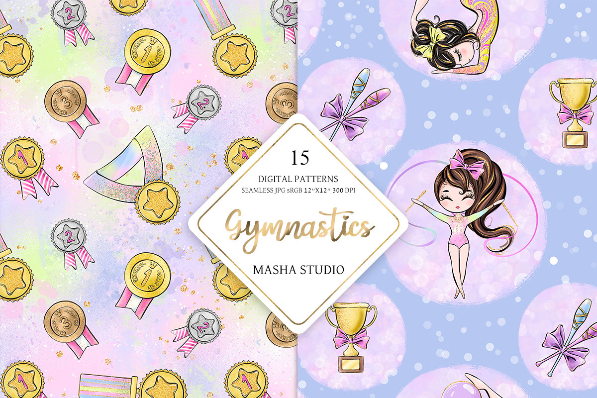 Gymnastics Digital Papers, a Pattern Graphic by Masha  Studio (Photo 5 of 6)