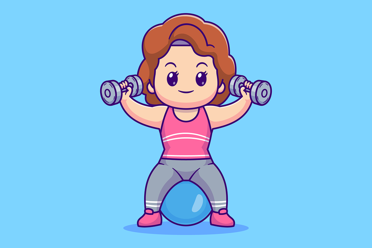 Cute Woman Workout With Dumbell, a Person Illustration by Catalyst Labs (Photo 3 of 3)