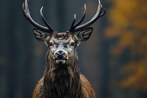 Majestic deer stands boldly in the f, a Photo by Tanuart